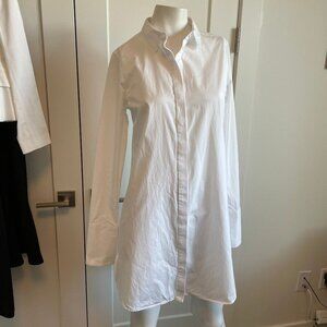 Aritzia Babaton Classic Relaxed Lg Sleeve 100% Cotton Shirt Dress White Sz S